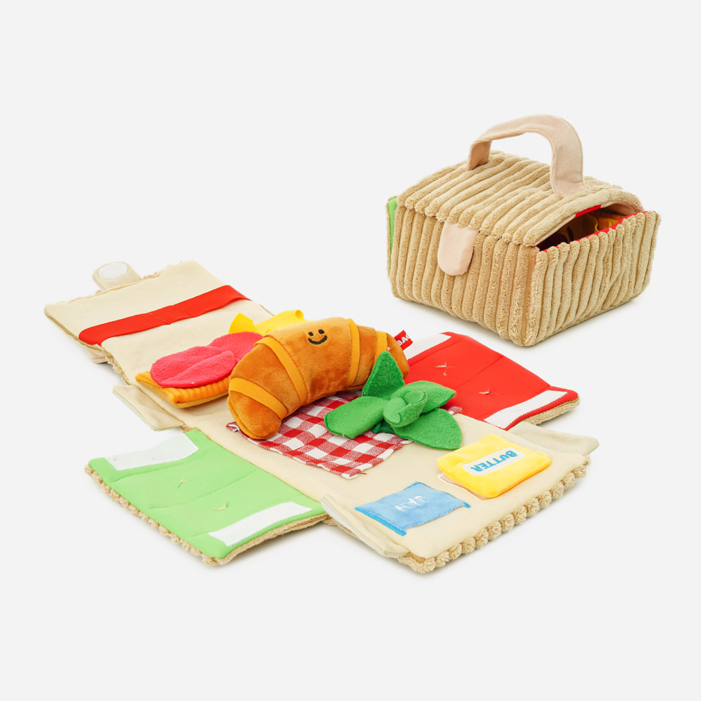 Dog Treat Puzzle Toy - Korean-Style Picnic Croissant Pet Toy Set