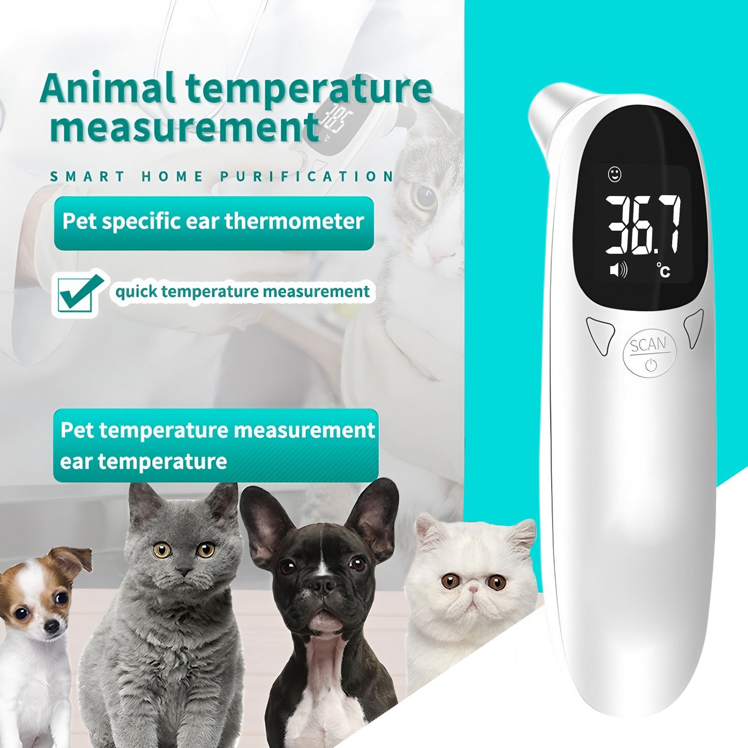 Pet Supplies Warehouse - Pet Ear Digital Thermometer Non-Contact Electronic