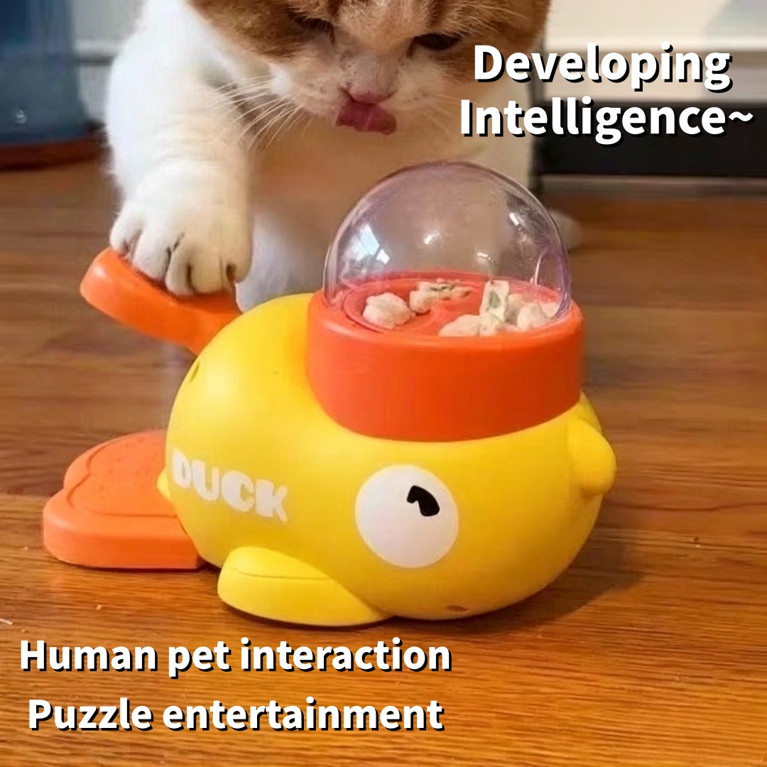 Dog Treat Puzzle Toy - Yellow Duck Pet Snack Dispenser, Interactive