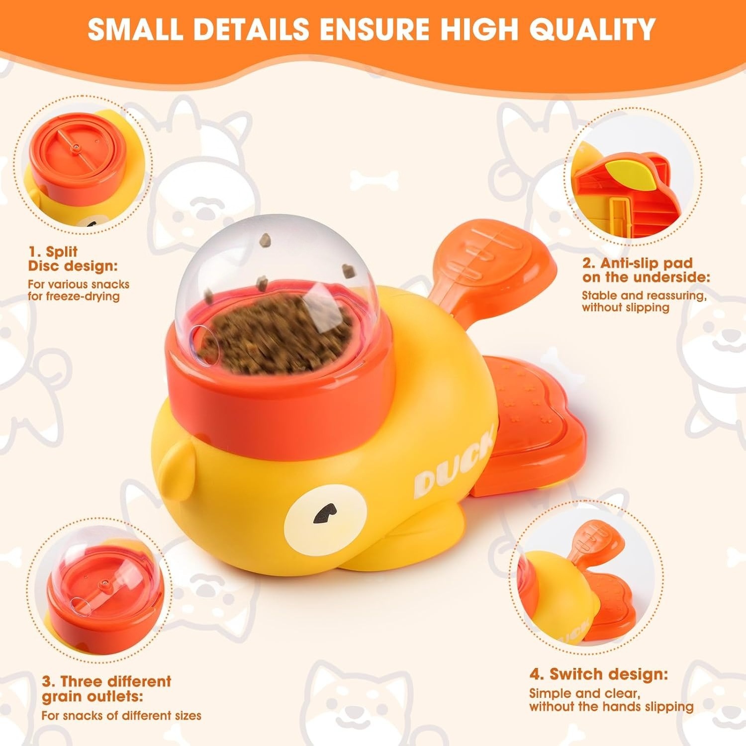 Yellow Duck Pet Snack Dispense - Dog Treat Puzzle Toy review and price